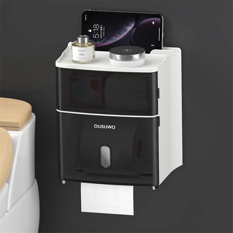 

Bathroom Tissue Box Wall Mount Bathroom Shelf Toilet Paper Tray Roll Paper Tube Bathroom Storage Box Organizer