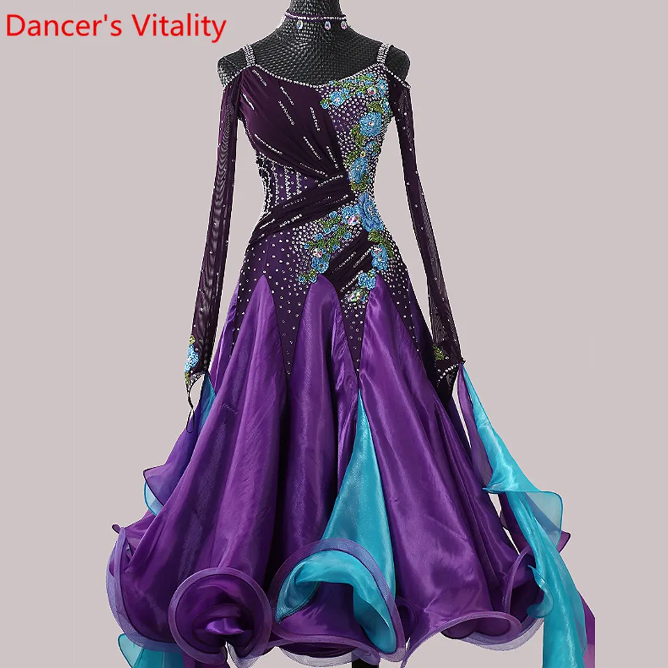 Национальный стандарт танцевальный костюм для гонок вышитое бриллиантовое