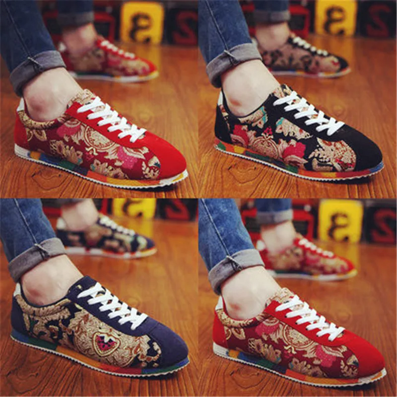 Летняя Тканевая обувь для мужчин Лоферы повседневные спортивные этнические