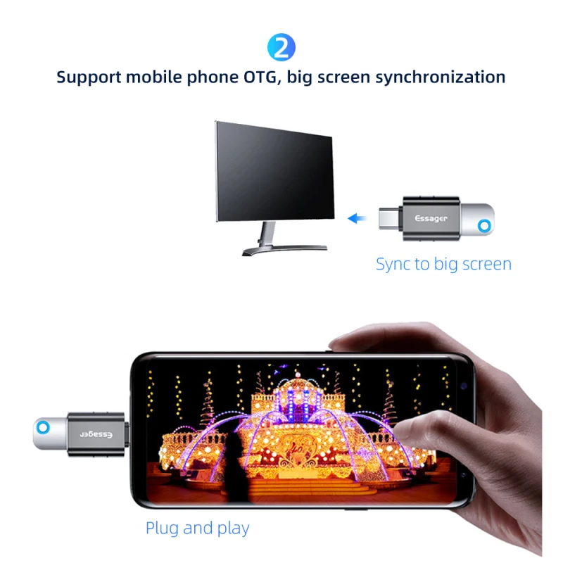 Адаптер Essager USB Type C OTG переходник с папа на Micro мама для Macbook Samsung S10 Huawei | Электроника