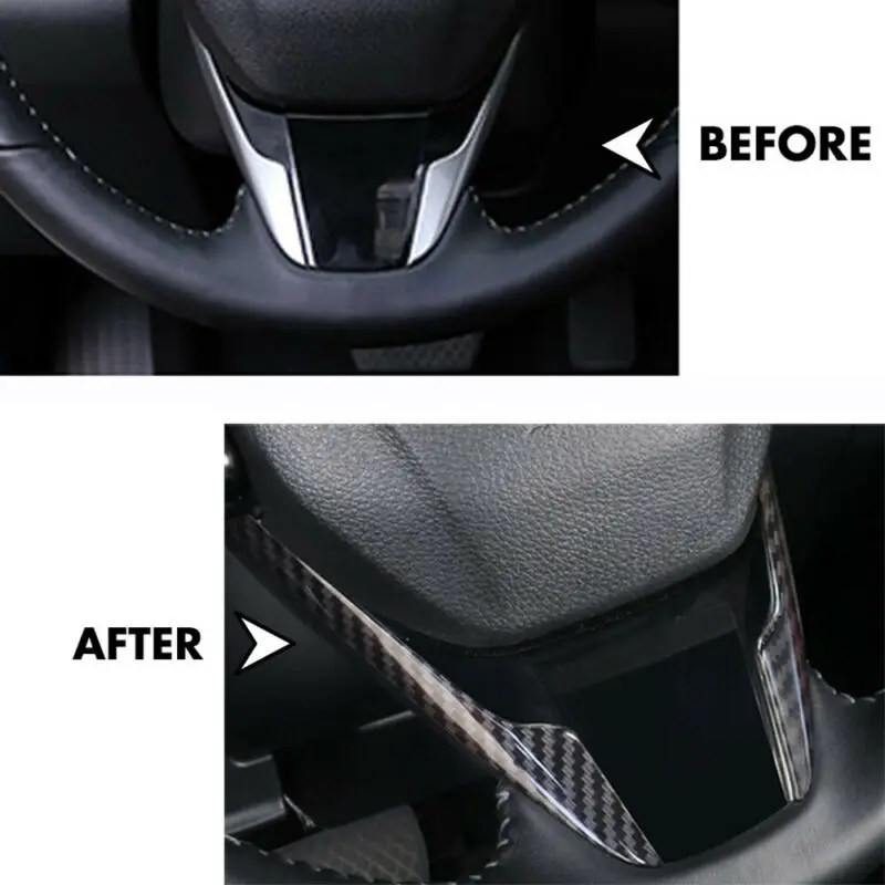 

3pcs ABS Carbon Fiber Look Steering Wheel Trim For Honda CR-V CRV 2017 2018 2019 Decorate High Quality Car Styling Accessories