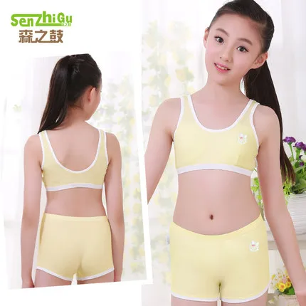 yellow1 Комплект из 2 предметов нижнее белье для девочек, жилет для девочек бюстгальтер из модала для девочек костюм с бюстгальтером для девочек Летний Тонкий мягкий жилет без стальных колец - Цвет: yellow1
