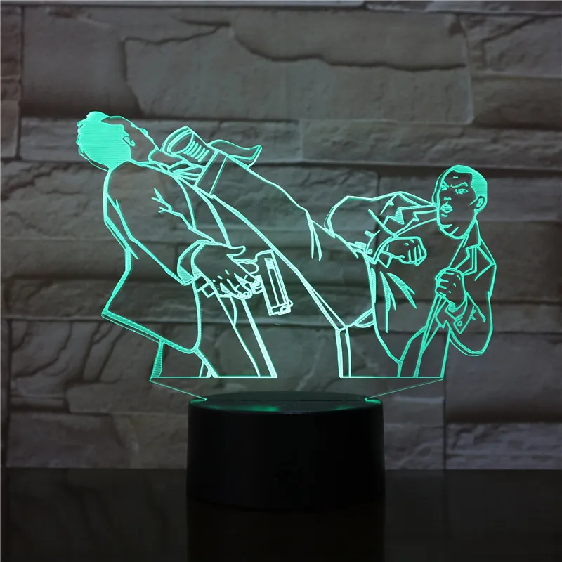 

Kungfu Fight Acrylic 3D LED Lamp 7 Colors Change Remote Touch Switch USB Decor Night Light For Baby Sleeping Lighting 2998