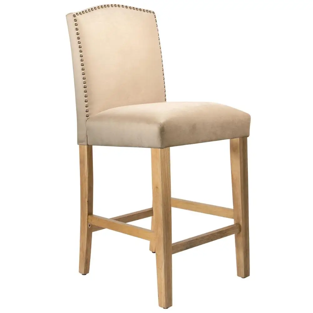 

Simple luxury style wooden fabric soft sponge nail bar stool with backrest leisure durable chair for comparative price