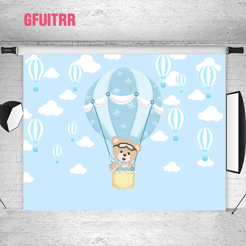 GFUITRR воздушные шары медведь фотография Фон Дети День рождения Baby Shower виниловая