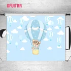 GFUITRR воздушные шары медведь фотография Фон Дети День рождения Baby Shower виниловая фотокамера фон синий фотостенд реквизит