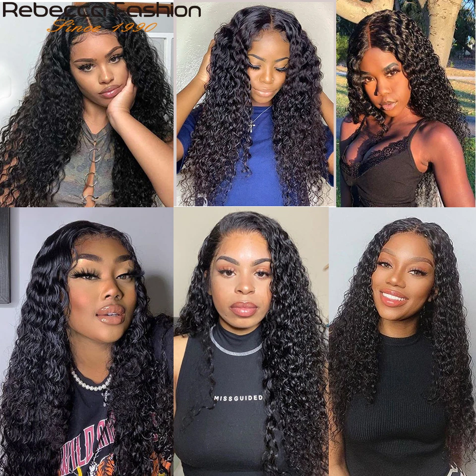 

Rebecca Bundles With Closure Deep Wave 3 Human Hair Bundles With Closure Transparent HD Lace Peruvian Hair Bundles With Closure