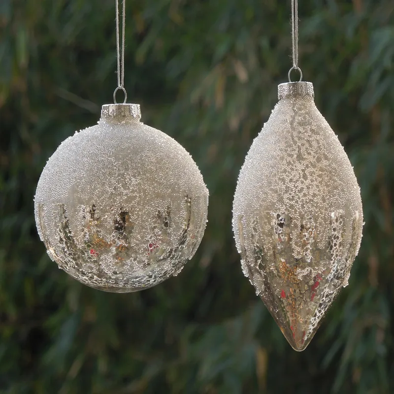 

64pcs/pack Diameter=10cm Middle Size Beads Sticking Glass Ball Christmas Tree Hanging Decorative Globe Handmade Friend Gift