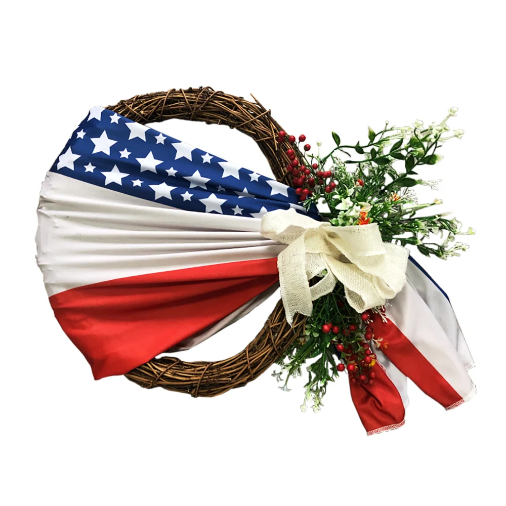 

Гирлянда с флагом, венок, украшение для дома, реквизит для оформления сцены, праздник, день независимости, цветок-Пластиковый искусственный ...
