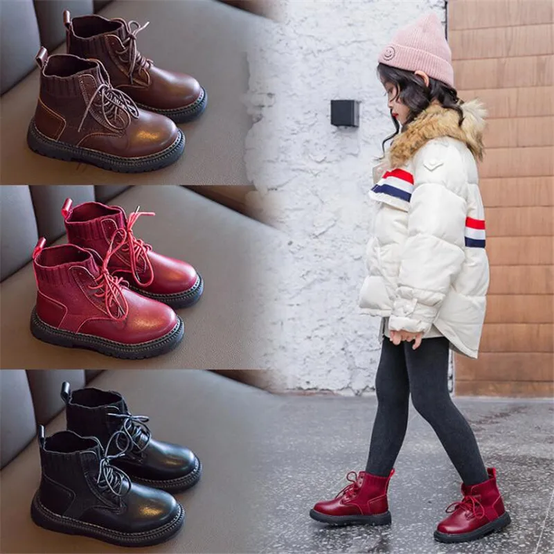 MHYONS/Новое поступление зимних ботинок для девочек обувь Martin маленьких мальчиков