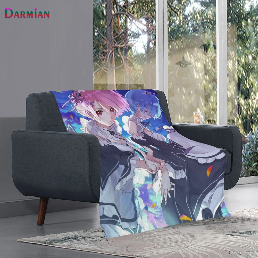 

Осеннее одиночное одеяло DARMIAN с рисунком аниме Reme, зимнее постельное белье, теплое Флисовое одеяло до колена, одеяло для взрослых и детей