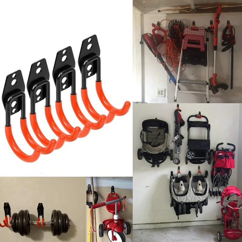

12Pcs Steel Garage Storage Double Hook, Heavy Duty Tool for Organizing Power Tools - 6Pcs J Hook & 6Pcs Small U Hooks