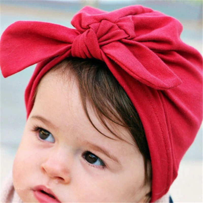 AA Baby Girl Hat Fashion Girls Hats Kids Cap Turban Bow Knot Bunny Beanie Cap Children Hats And Caps Winter Cute Newborn Hat