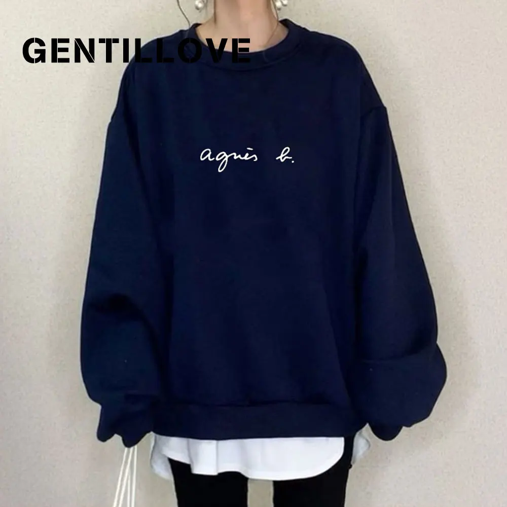 

Женская толстовка с длинным рукавом и круглым вырезом, свободного покроя