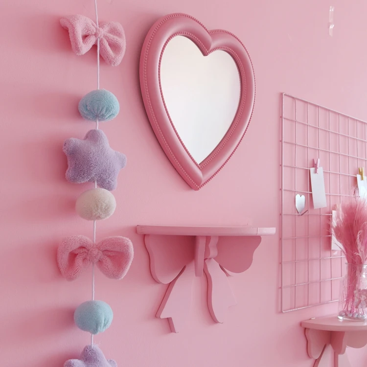 Корейское розовое зеркало настенное украшение для комнаты любовь девушка Сердце