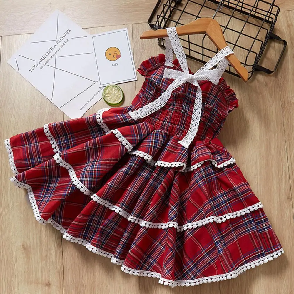 Girls Summer Camisole Lace Lattice Princess Dress Children Birthday Party Retro Backless Kids Girl RL2 | Детская одежда и обувь