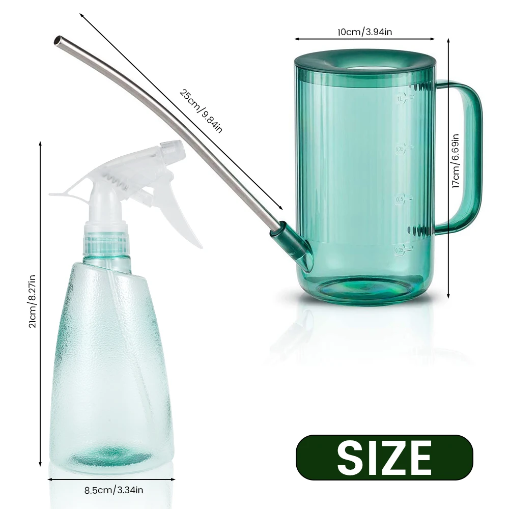 

2Pcs/Set Flower Watering Can Indoor Long Spout Plant Pot Pouring Kettle Empty Water Spray Bottle Greenhouse Garden Watering Tool