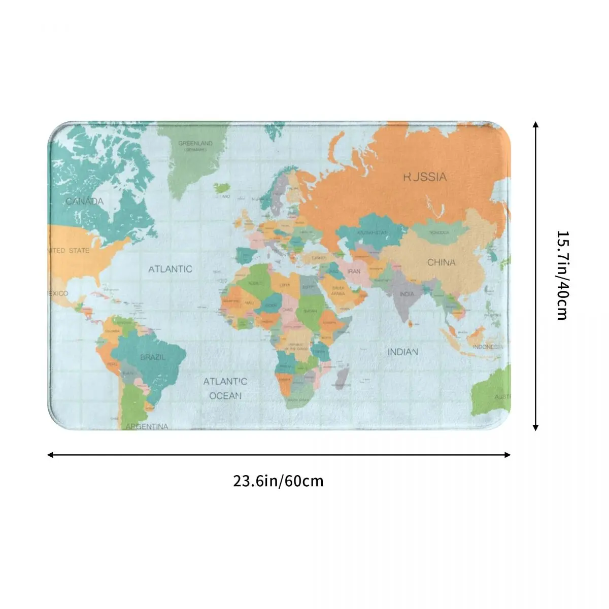 Винтажная карта мира Придверный коврик прямоугольный напольный из полиэстера