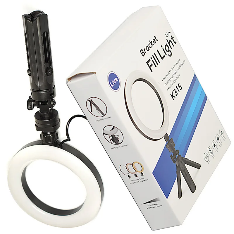 

K315 6inch Dimmable LED Selfie Ring Fill Light Photographic Selfie Ring Lighting Lamp With Tripod For For Video Live Tik Tok
