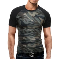 best sale high quality men plus size slim fit camouflage sport tight fit short sleeve t shirt