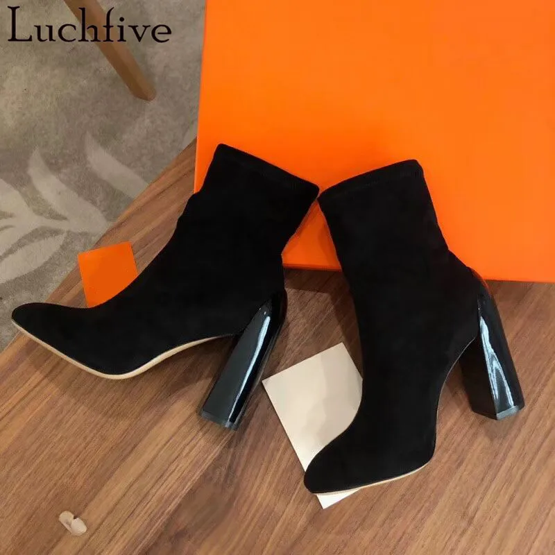 Модные женские ботинки на высоком каблуке женская обувь с острым носком бежевые