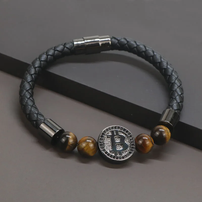 2020 роскошные кожаные мужские браслеты 8 мм|Браслеты с шармами| |