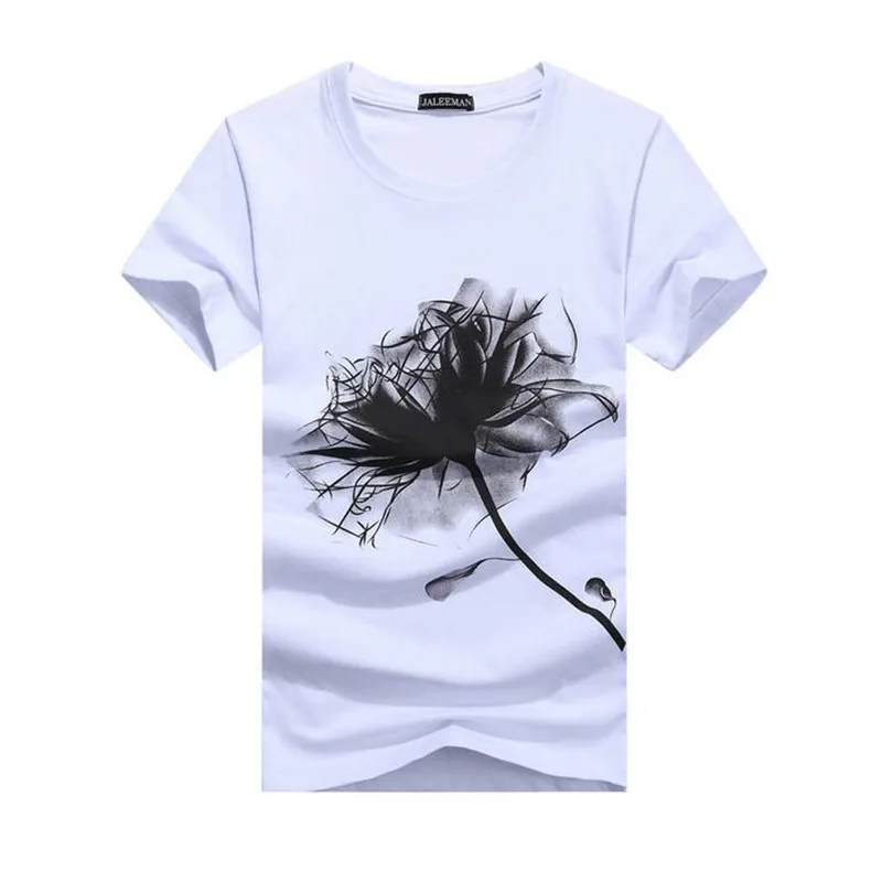 Мужская летняя футболка с коротким рукавом Повседневная цветами в японском