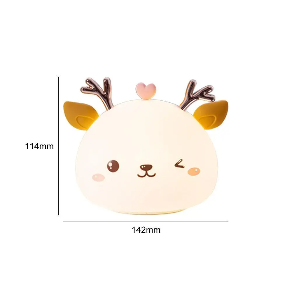 

USB Rechargeable Night Light Fawn Silicone Night Lights Sensor Bedroom Bedside Lamp Desktop Decor