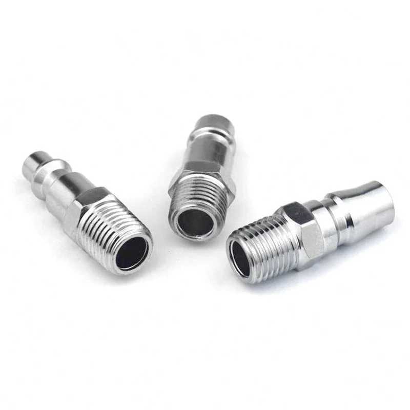 

2pc Stainless Quick Connector Fittings Inflatable Gauge Tire Pressure Gun Quick Connector Quick Release Air Compressor Connector