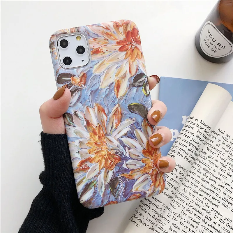 

Flower Art Silicone Soft Phone Case For iPhone 7 8 Plus 2020 SE X XR XS Max 11 11Pro Max 12 12Pro Max Pro Mini Case Shell Cover