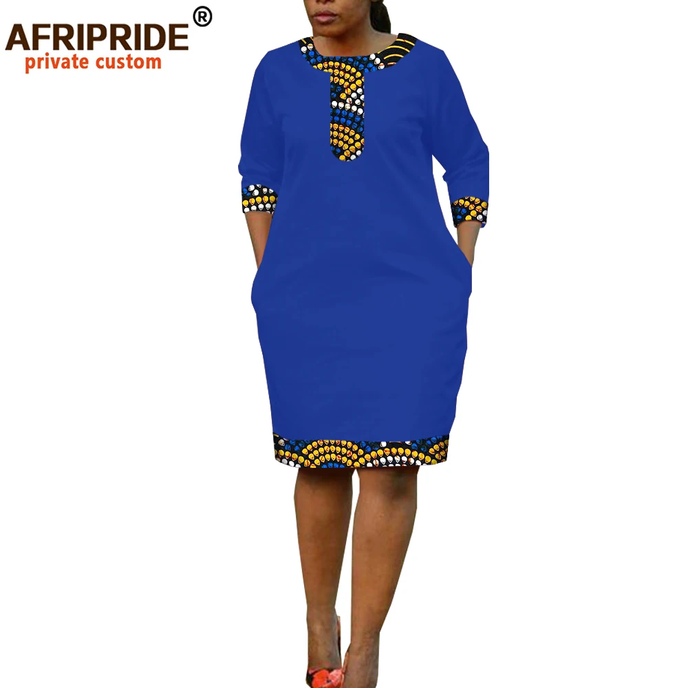 

Летнее женское платье с Африканским принтом AFRIPRIDE, индивидуальное платье до колен с рукавом до локтя, Повседневное платье-карандаш в стиле б...