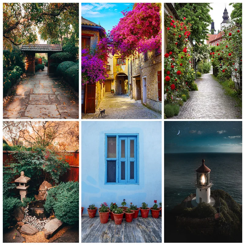 

Retro Europe City Scenery Photography Backgrounds Spring Landscape Wedding Baby Portrait Backdrops For Photo Studio 21804OUT-01