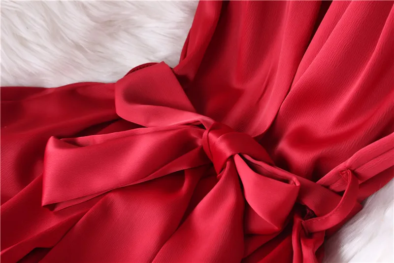 

Summer Office Lady Blouse 2021 Elegant V neck Sleeveless Slim Sashes Red Satin Tank Shirt Women Blouse and Top