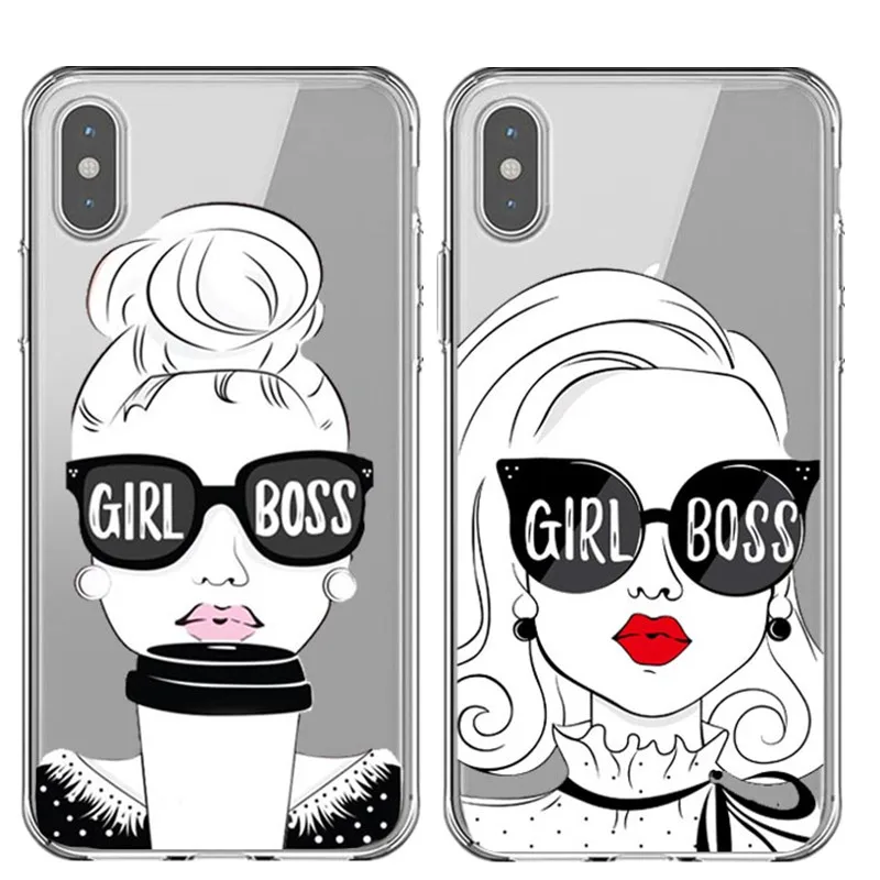 Мягкий ТПУ чехол Girl boss для iPhone X XR XS MAX Силиконовый Модный женский телефона SE 6 S 7 8