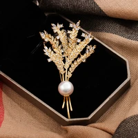wheat ear brooch female high end corsage small fragrance wind wild temperament atmosphere luxury suit pin accessories ins