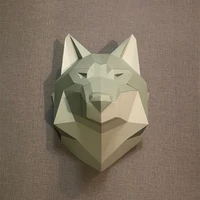 3d paper model adult toy wolf head animal home decor living room decor diy paper craft model party gift low poly origami jigsaw