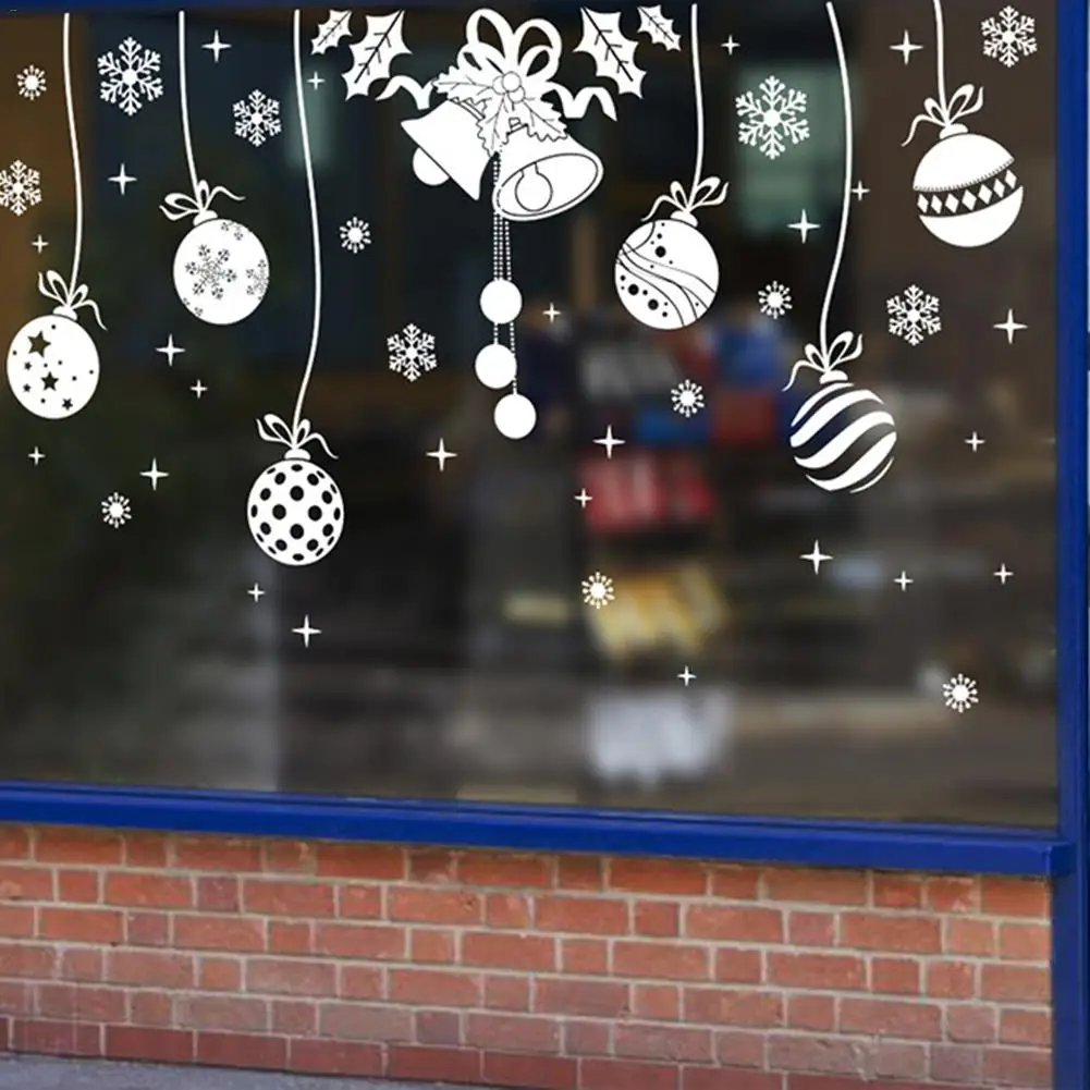 Рождественская декоративная наклейка на окно стекло ПВХ стену съемная