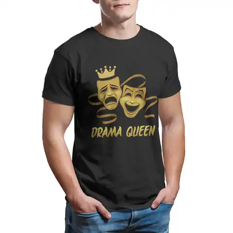 Футболка с изображением драмы, королевы, комедии и трагедий, маски для золотого театра, Мужская футболка, летняя футболка