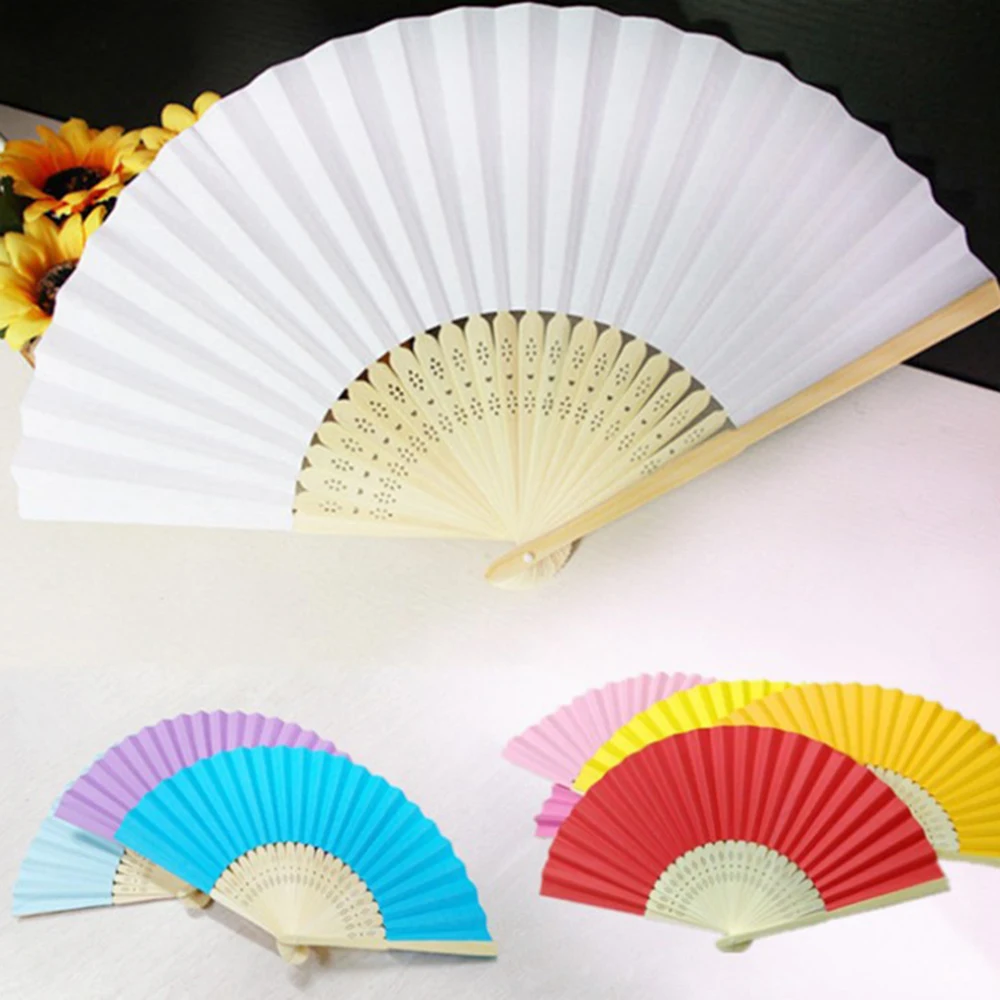 

Chinese Style Hand Held Fan Bamboo Paper Folding Fan Party Wedding Decor