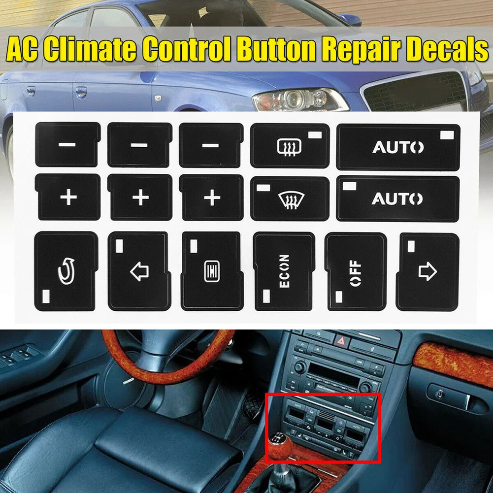 B7 Кнопка Ремонт AC наклейка климатические белые шрифты для A4 B6