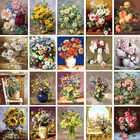 Масляная краска Zooya, цветок в вазе, краска по номерам, цветы, сделай сам, Картина на холсте, ручная краска, украшение для дома, подарок Jq583