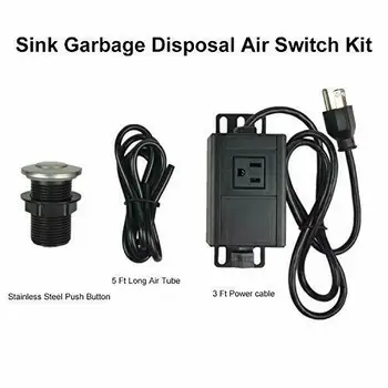Home improvement Kitchen Garbage Disposal Sink Top Air Switch Kit Brushed Single Outlet US Plug Universal Easy to install 1