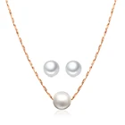 Простой OL леди стиль имитация жемчуга розового золота цвет ювелирные изделия ожерелье серьги набор для женщин ZYS358