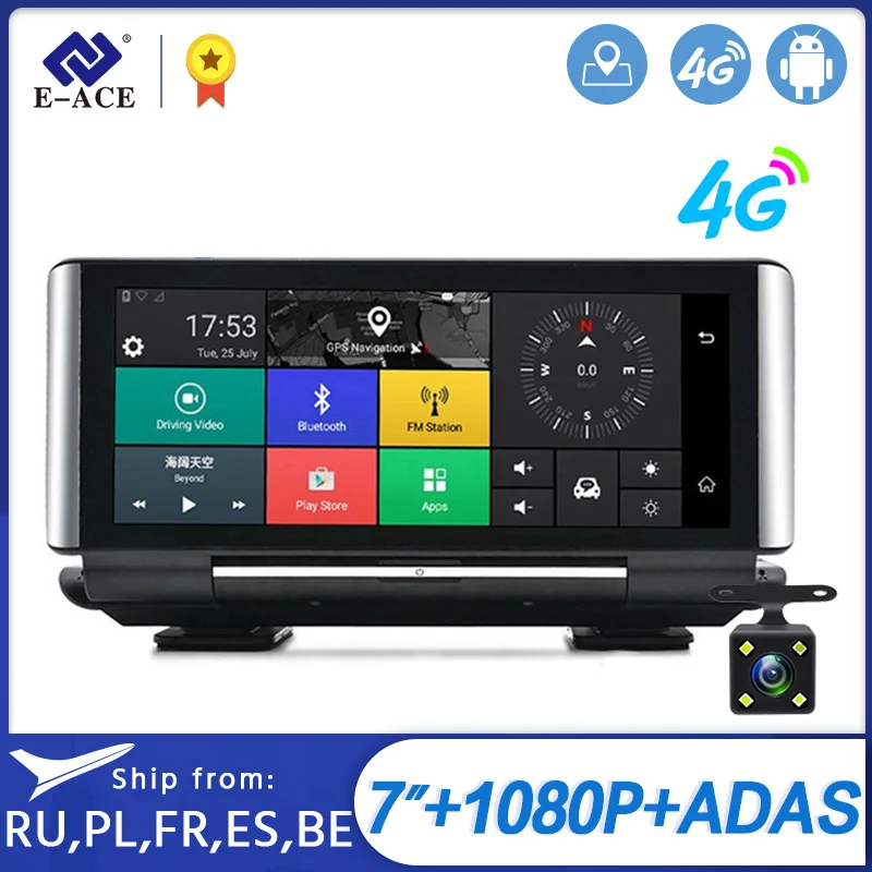 E ACE Автомобильные видеорегистраторы 7 0 дюймов GPS навигация 4G Android навигатор
