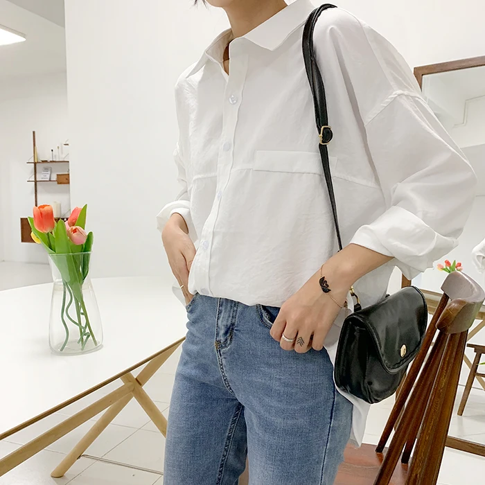 Модные свободные однотонные женские рубашки Blusas Mujer De Moda Весна Осень Новые темно-зеленые женские блузки с длинным рукавом Топы 6720 50