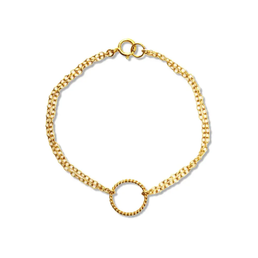 

Lii Ji 14K Gold Filled Chain Link Bracelet With 925 Sterling Silver Circle 2 Rows Bracelet For Women