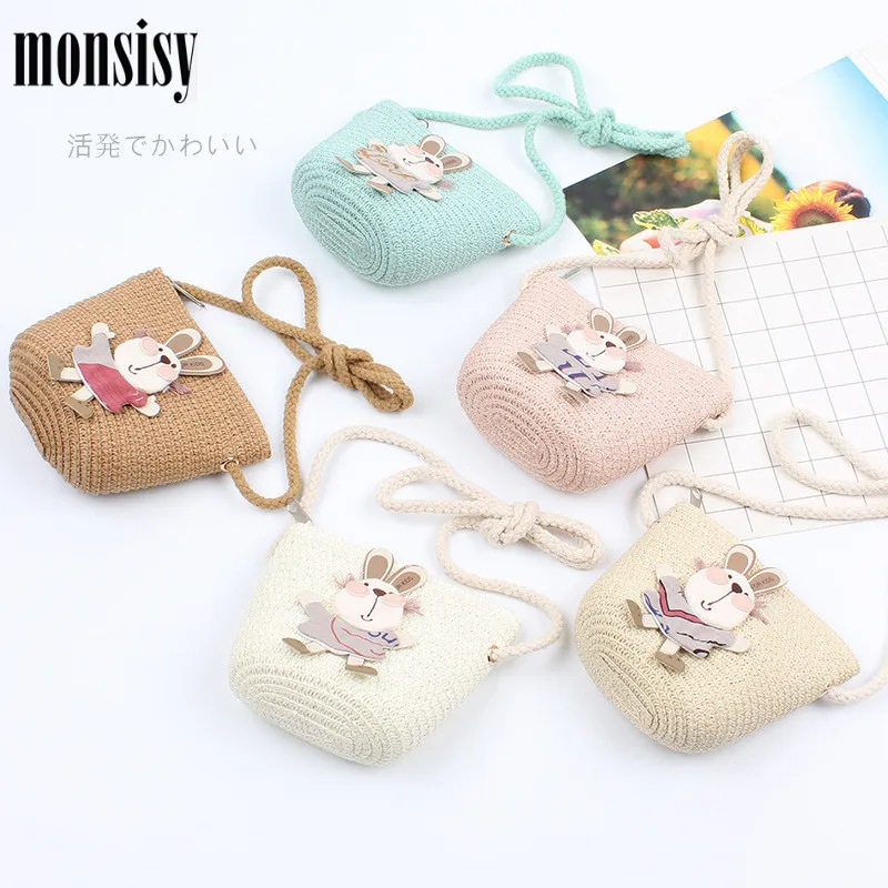 Monsisy летняя Соломенная пляжная сумка детская Наплечная Сумка Детские Мультяшные