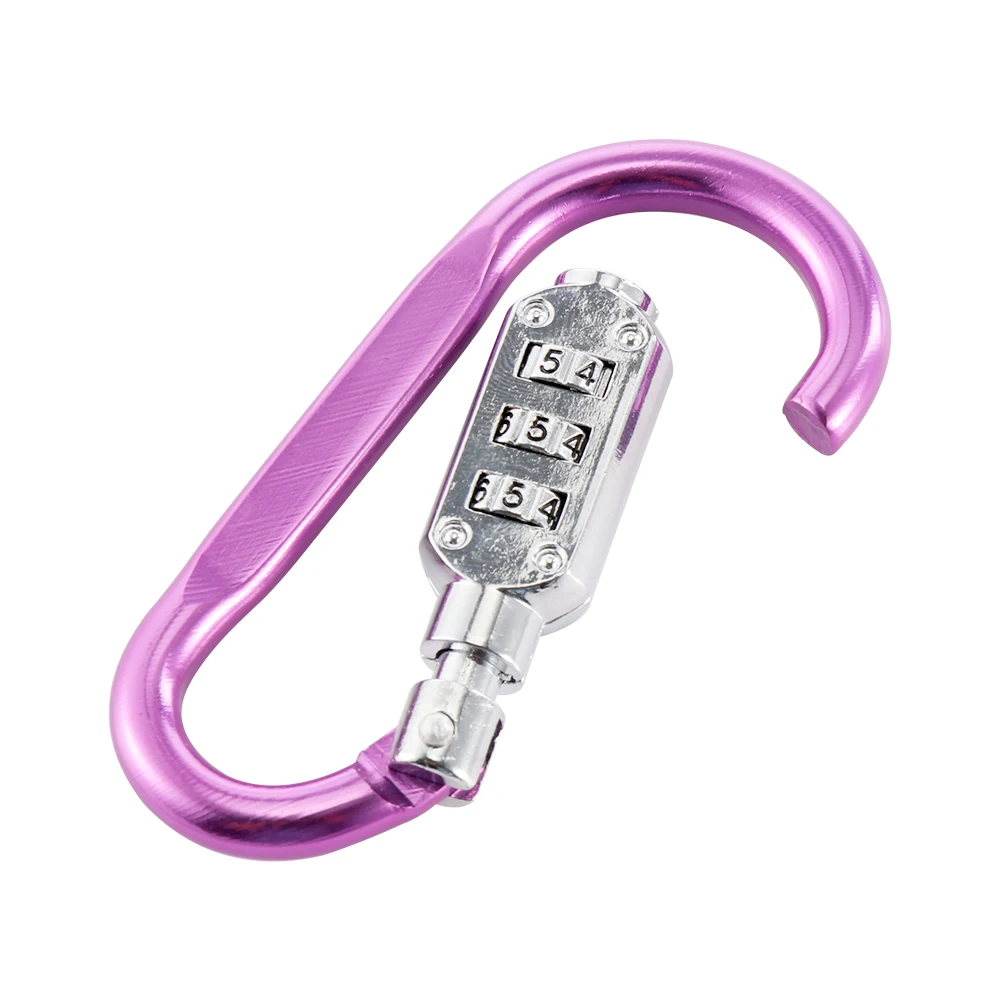 

D Shaped Climbing Hook Carabiner With Code Lock Aluminum Alloy Camping Snap Clip Lock Buckle Hook Fishing Tool Random Color