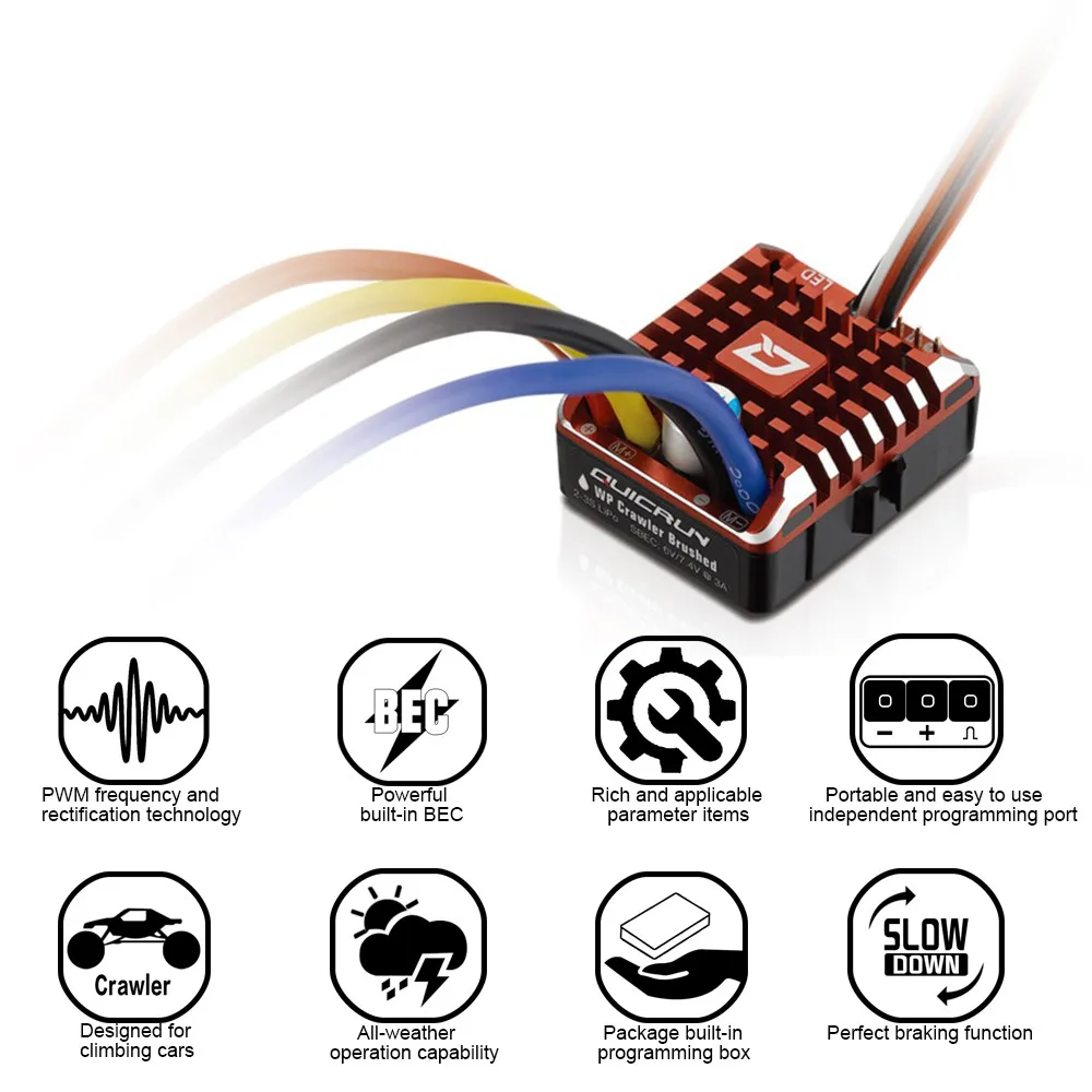 Водонепроницаемая матовая карточка Hobbywing quirun 1080 80A ESC + программа для гусеничных