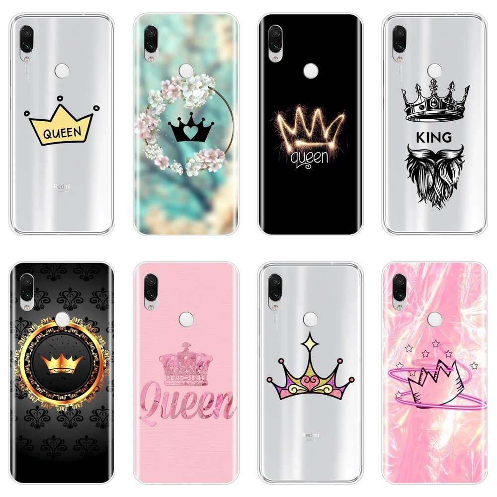 Силиконовый чехол для телефона Xiaomi Redmi Note 7 7S PRO мягкий накладка King And Queen Crown K20 Pro 7A GO